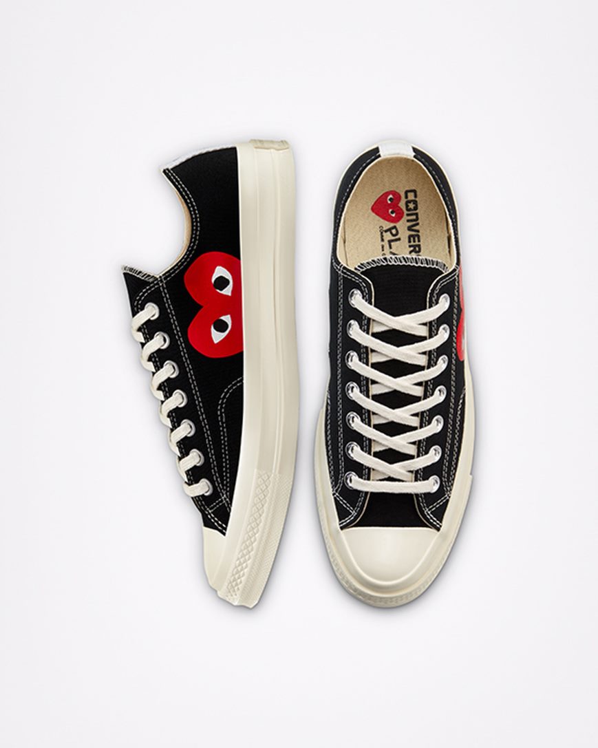 Tenisi Barbati Converse x Comme des Garçons PLAY Chuck 70 Negrii Albi Rosii | RO HFWSI725